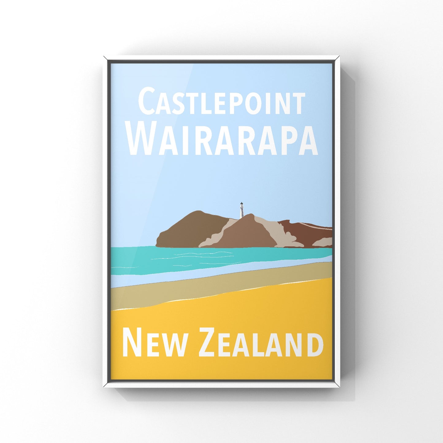 Castlepoint Art Print - in Blue and Yellow