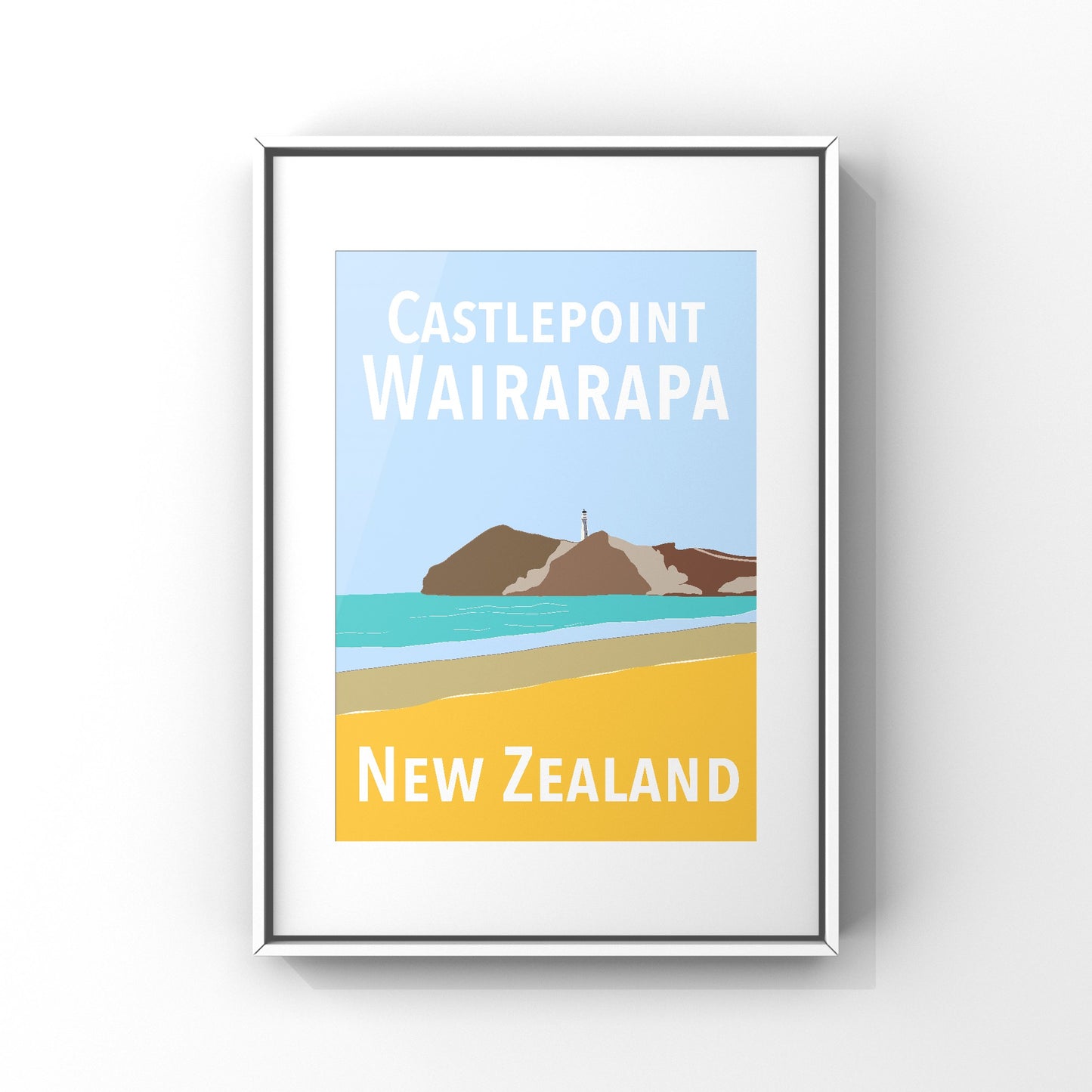 Castlepoint Art Print - in Blue and Yellow