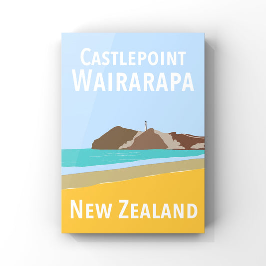 Castlepoint Art Print - in Blue and Yellow