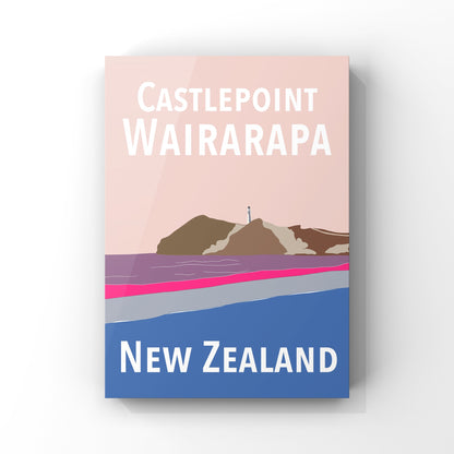 Castlepoint Art Print - in Pink and Blue