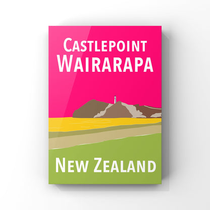 Castlepoint Art Print - in Pink and Green