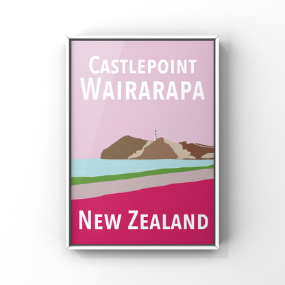 Castlepoint Art Print - in Pinks