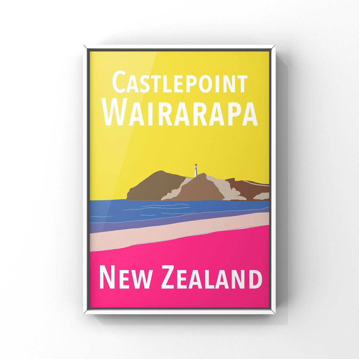 Castlepoint Art Print - in Yellow and Pink