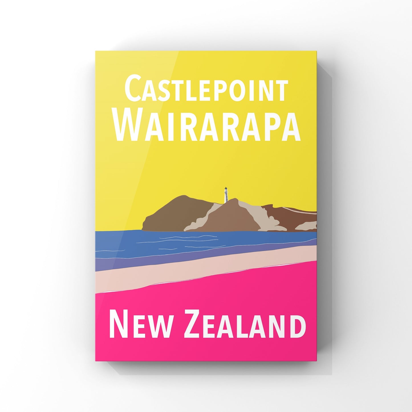 Castlepoint Art Print - in Yellow and Pink