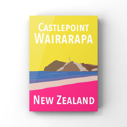 Castlepoint Art Print - in Yellow and Pink