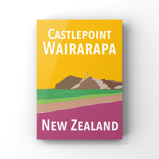 Castlepoint Art Print - in Yellow and Purple