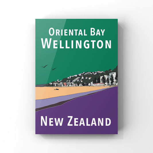 Oriental Bay poster - in green and purple