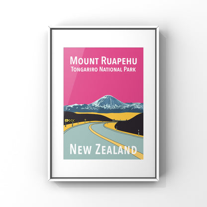 Mount Ruapehu in Pink and Yellow