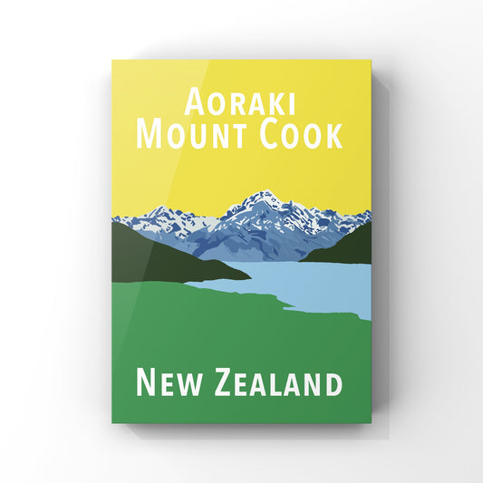 Mount Cook - in yellow and green poster
