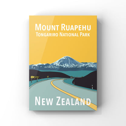 Mount Ruapehu in Yellow and Teal