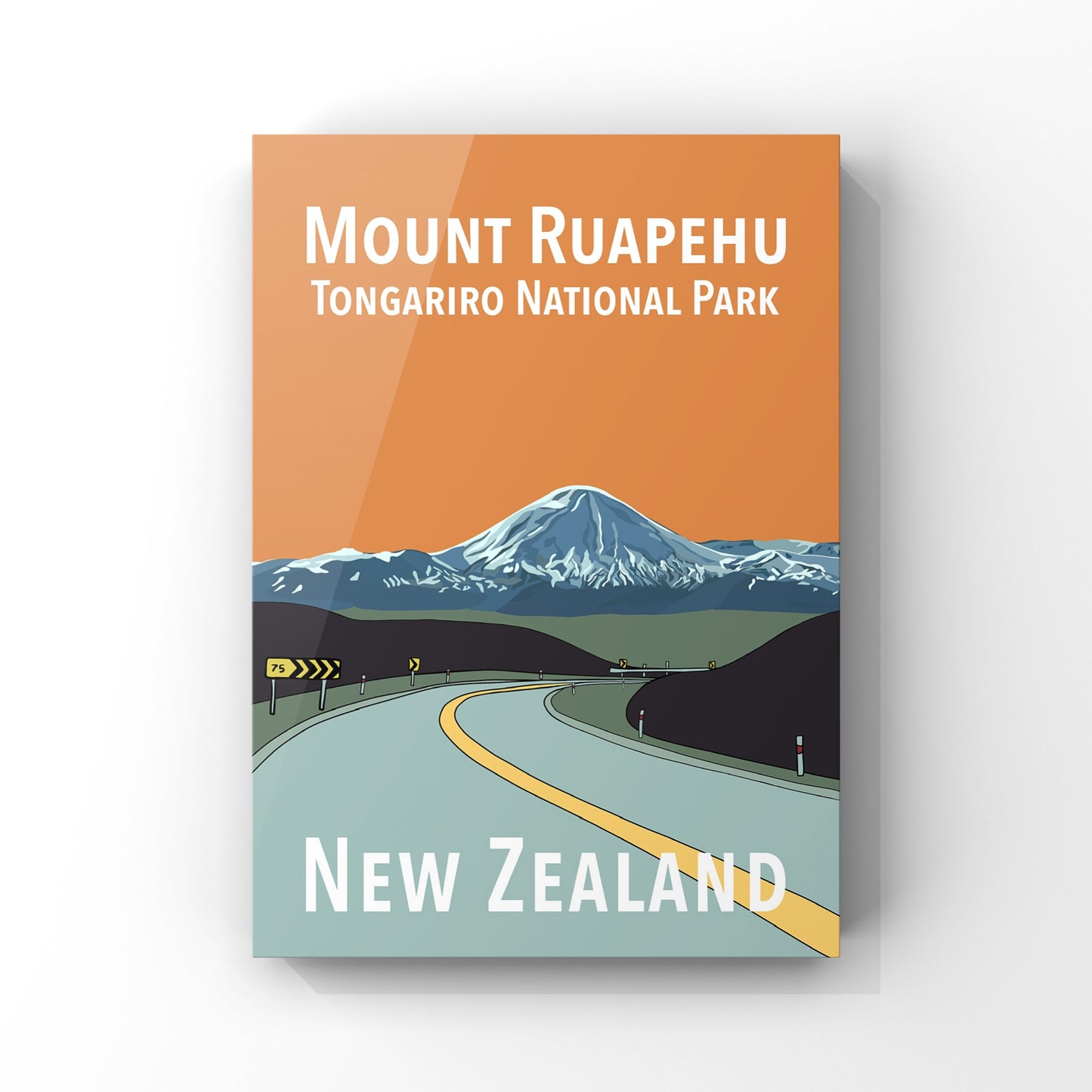 Mount Ruapehu in Orange and Green