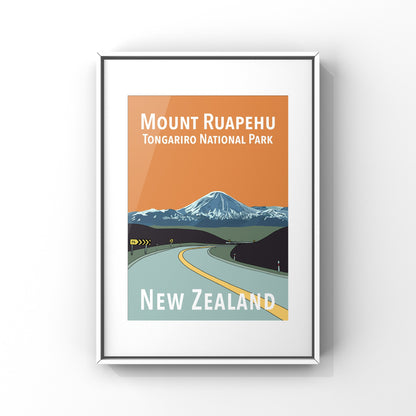 Mount Ruapehu in Orange and Green