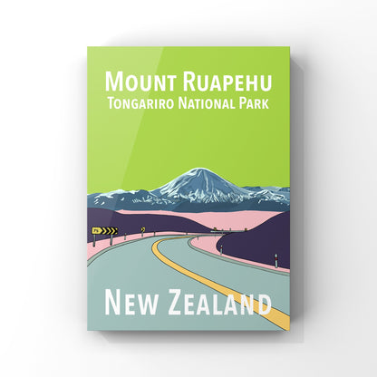 Mount Ruapehu in Green and Pink