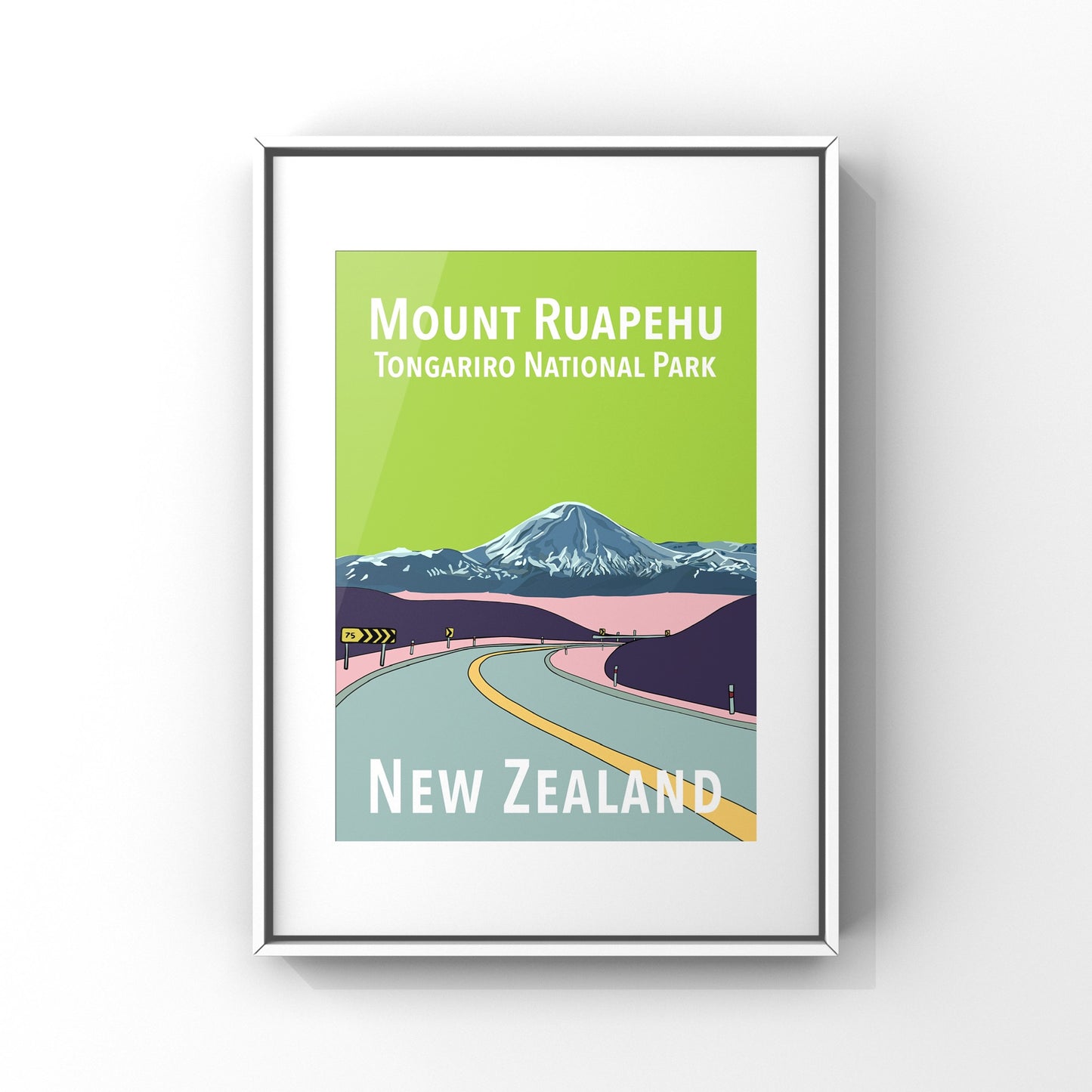 Mount Ruapehu in Green and Pink