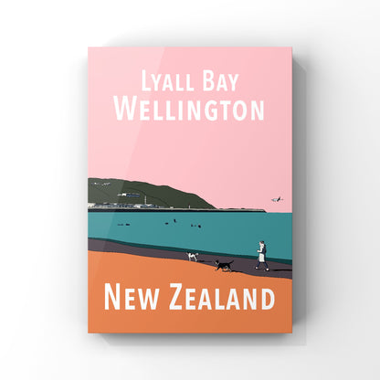 Lyall Bay Art Print - in Pink and Orange