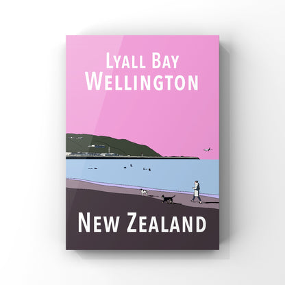 Lyall Bay Art Print - in Pink and Purple