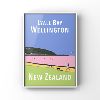 Lyall Bay Art Print - in Purple and Green