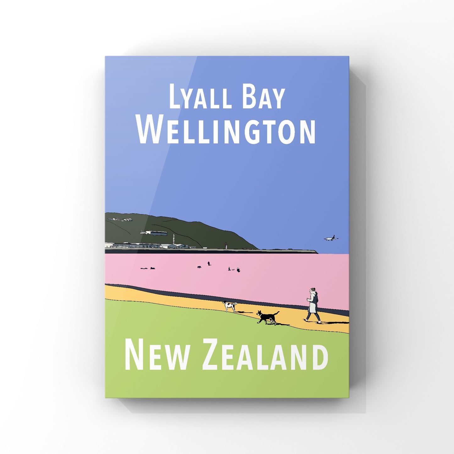 Lyall Bay Art Print - in Purple and Green