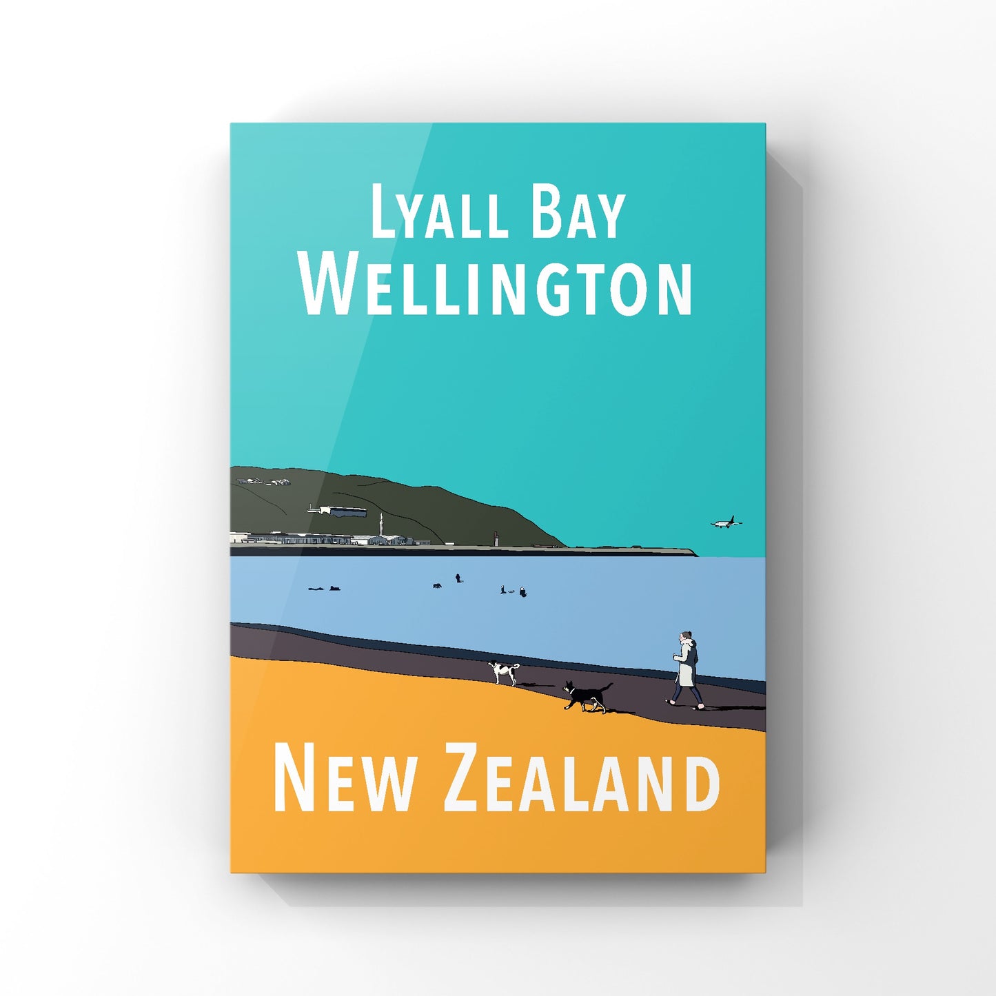 Lyall Bay Art Print - in Teal and Orange