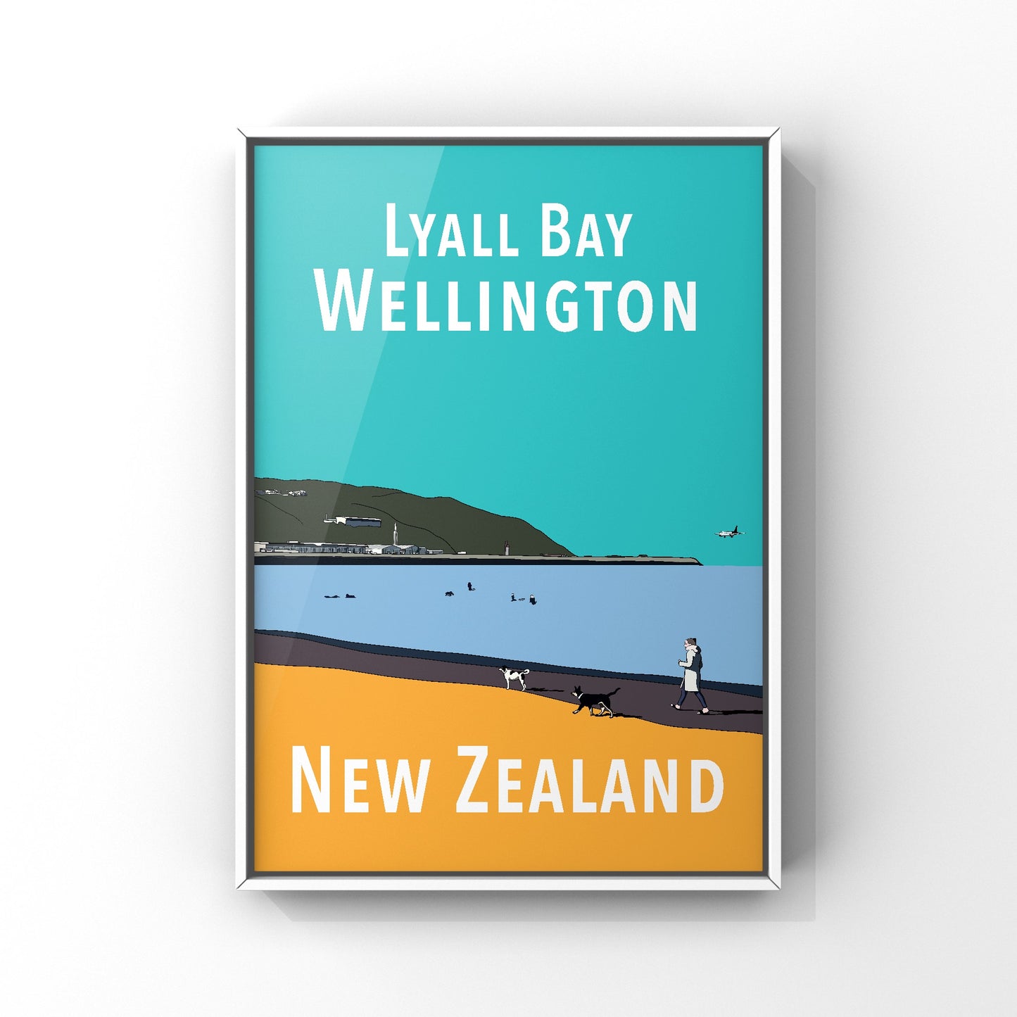 Lyall Bay Art Print - in Teal and Orange