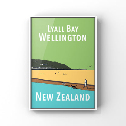 Lyall Bay Art Print - in Green and Blue