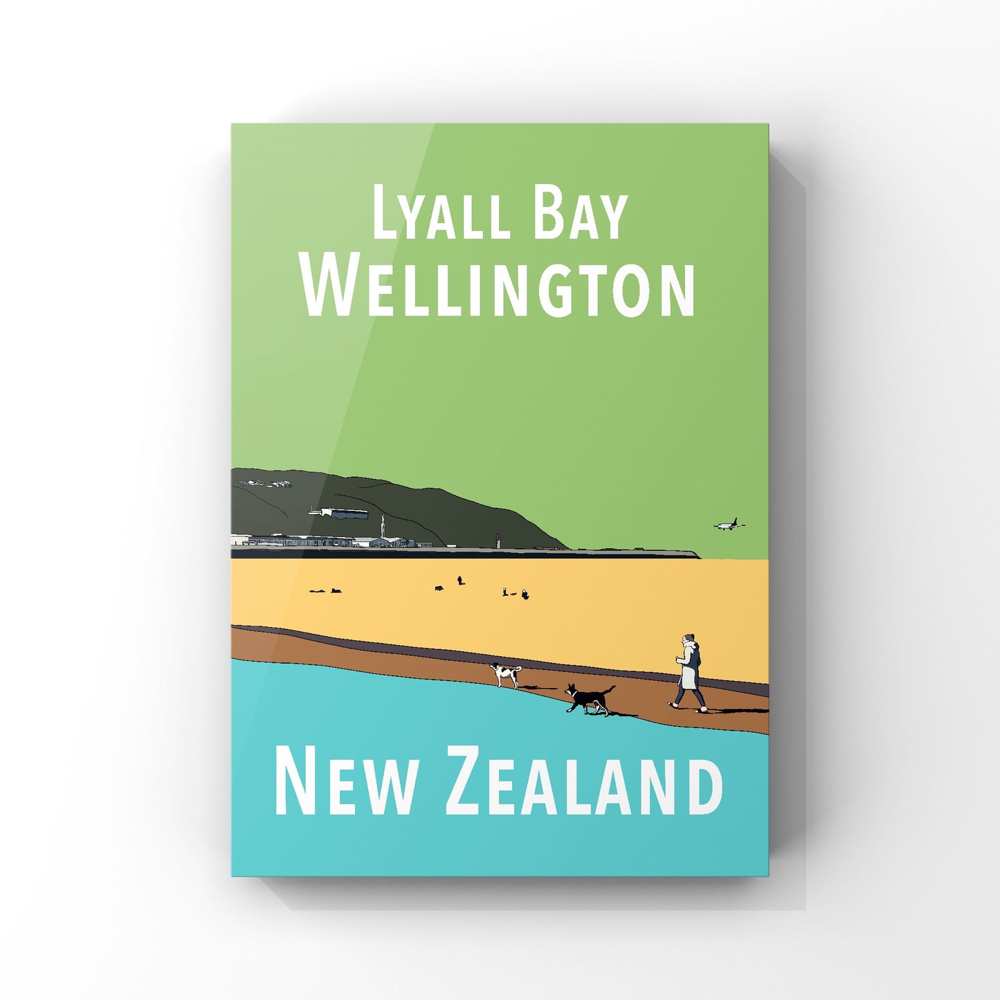 Lyall Bay Art Print - in Green and Blue