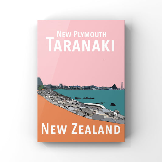 New Plymouth Art Print - Pink and Orange