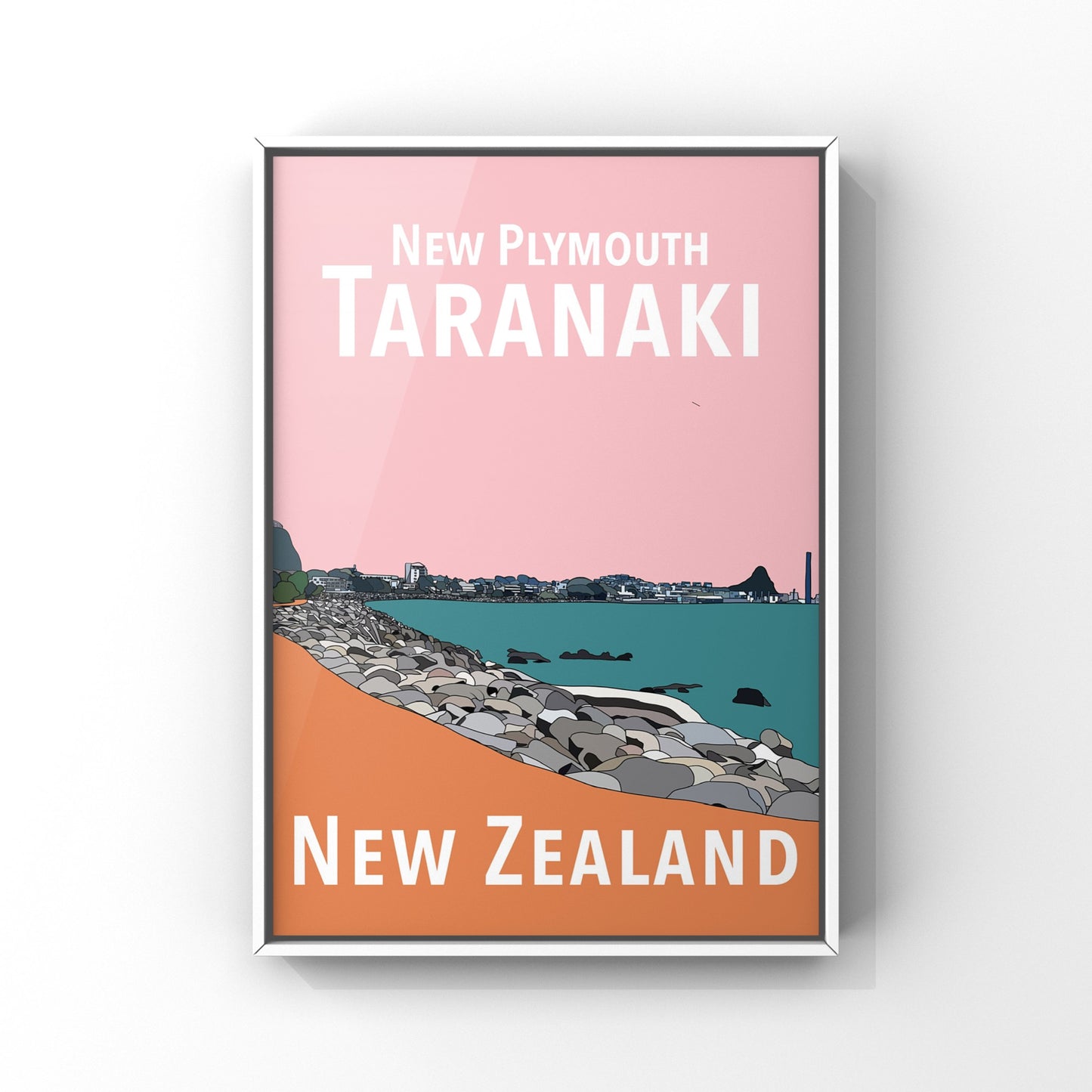 New Plymouth Art Print - Pink and Orange