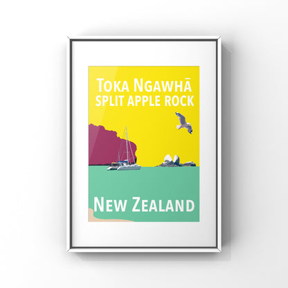 Split Apple Rock Art Print - in Yellow and Green