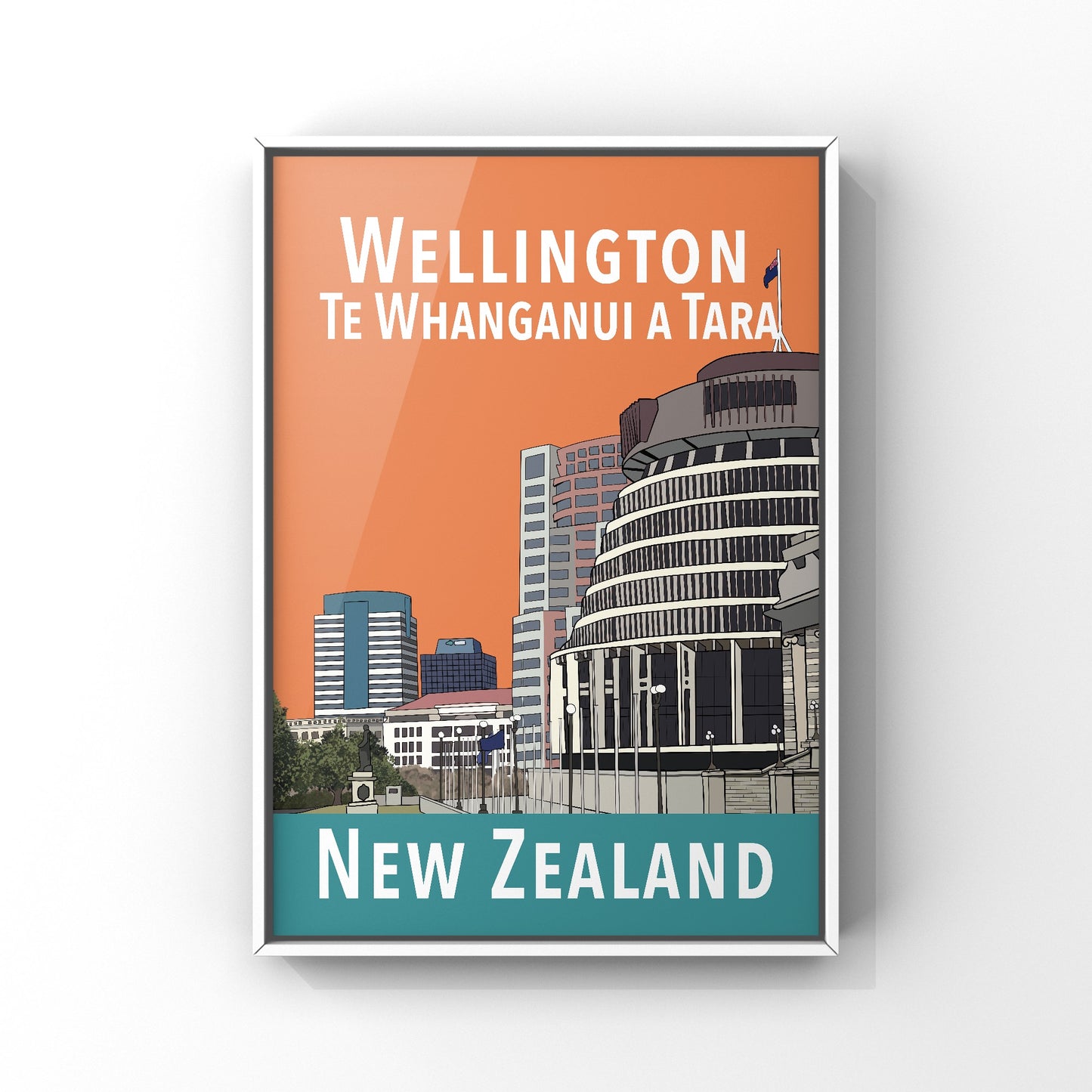 Wellington Art Print - in Orange and Teal