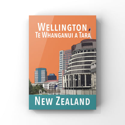 Wellington Art Print - in Orange and Teal