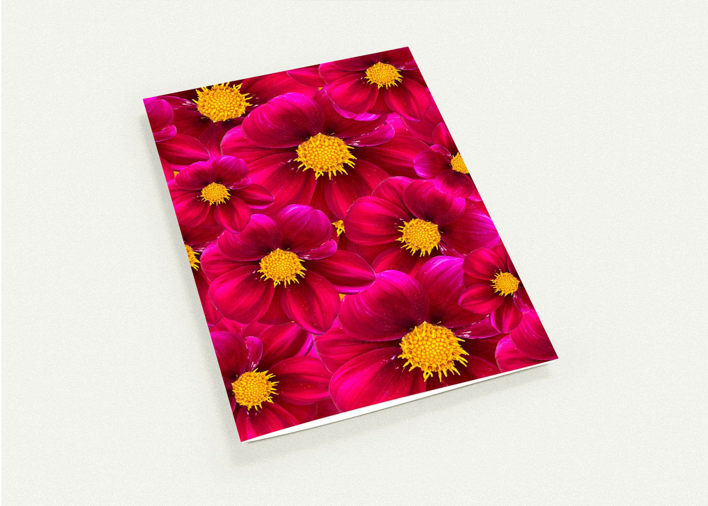 Red Dahlias Greeting Card - Hugh's Garden for Mary Potter Hospice