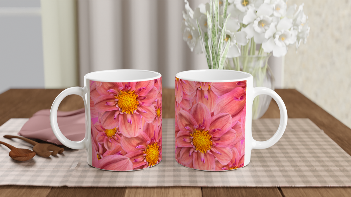 Pink Dahlias mug- Hugh's Garden for Mary Potter Hospice
