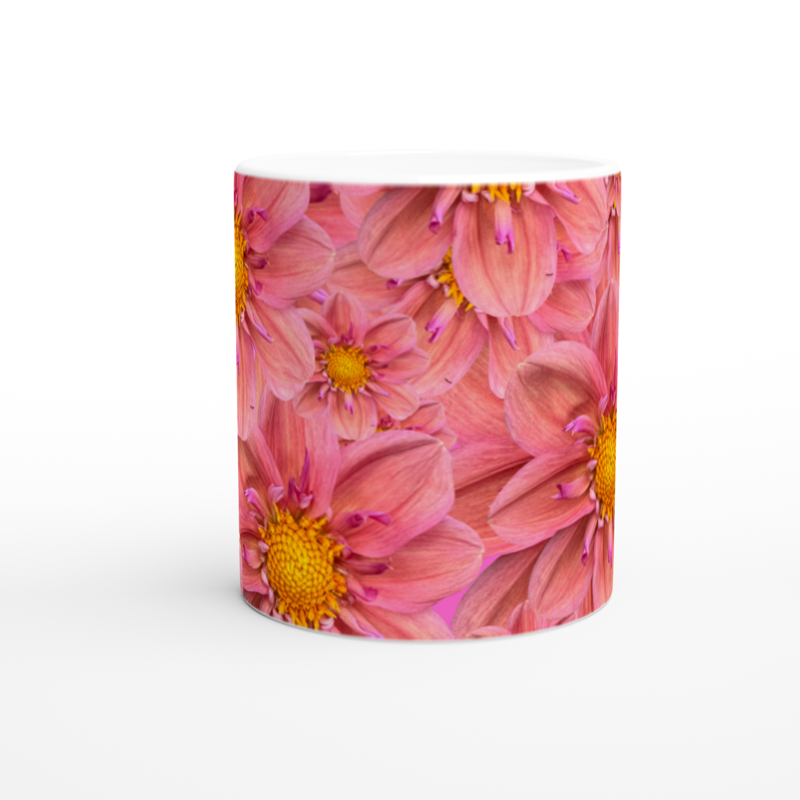 Pink Dahlias mug- Hugh's Garden for Mary Potter Hospice