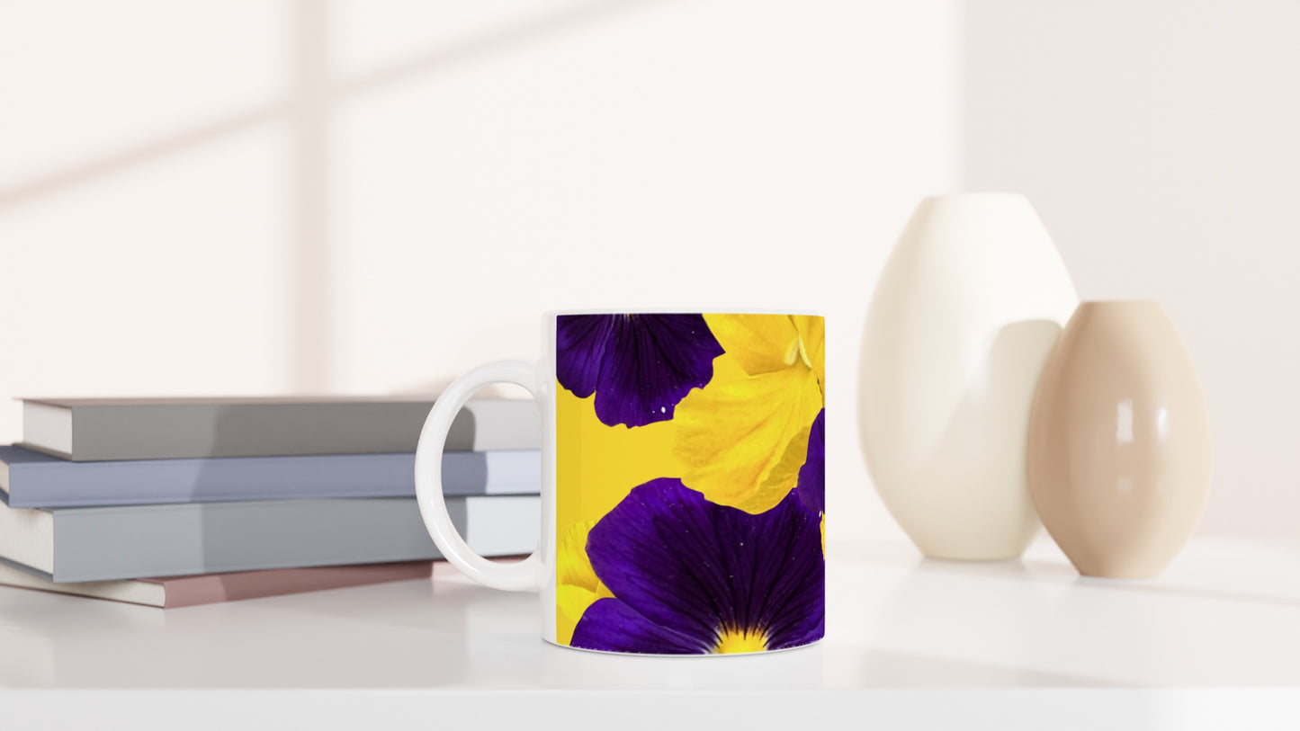 Purple violas mug- Hugh's Garden for Mary Potter Hospice
